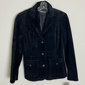 🆕 NWT Vintage Deadstock Liz Claiborne Size M Petite Black 100% Suede Jacket
